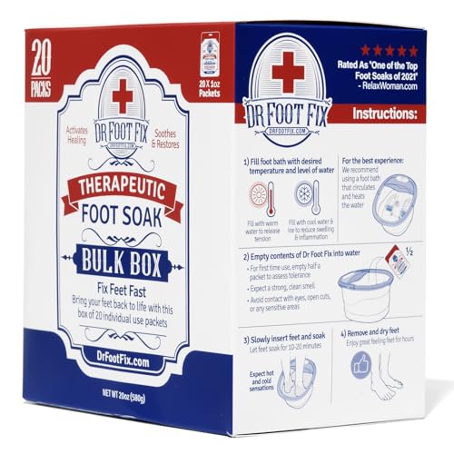 Therapeutic Foot Soak. Organic Tea Tree, Peppermint & Birch Oil. Helps Soak Toenail Fungus, Athletes Foot & Stubborn Foot Odor - Soothes Feet - Tingles for Hours (20 Pack Retail Box) - size: 20 Pack Retail Box