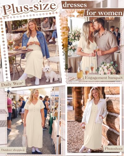 Plus Size Maxi Dress for Women - color: Cream, size: 3X-Large