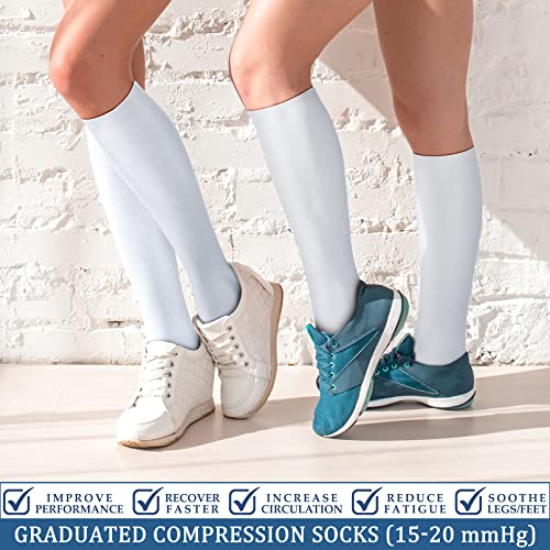 FEYHAY Copper Compression Socks (3 Pairs) 15-20 mmHg Circulation is Best Athletic & Daily for Men & Women, Running, Climbing - color: 04 White/White/White, size: Small-Medium