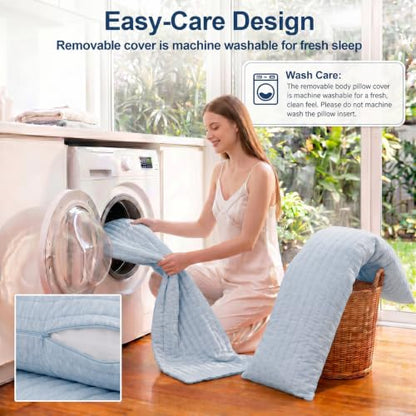 Swift Home Cooling Body Pillow, 20x54 Inch, Cool-to-Touch Reversible, Blue - color: Blue
