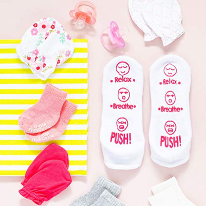 Baby You're Worth It Labor & Delivery Socks Funny Push Gift for New Mom - color: Relax, Breathe, Push!
