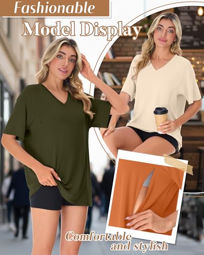 3 Pack Women's Nursing Shirts - color: Light Khaki, Army Green, Orange, size: Large