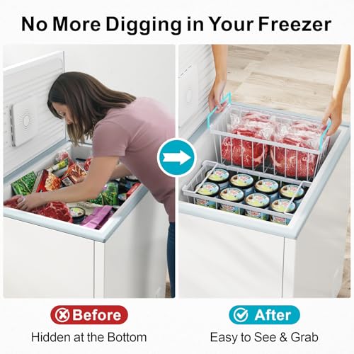 iSPECLE Freezer Organizer - Small Storage Baskets for 7 Cu.Ft, 3 Pack - color: 3-Pack White