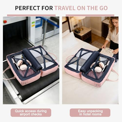 3 Piece Lay Flat Duffel Bag Set Wet Pocket Carry On Pink - color: Pink