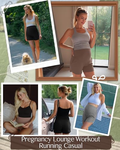 3 Pack Women's Maternity Shorts - color: Coffee, Light Grey, Black, size: Small