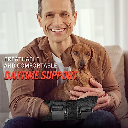 FEATOL Carpal Tunnel Wrist Brace Night Support, Adjustable Right Hand Brace - size: Medium/Large (Pack of 1), style: Right Hand -Black