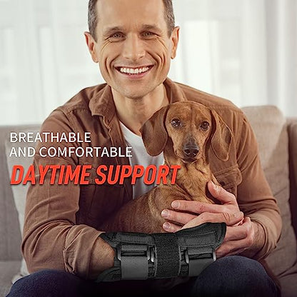FEATOL Carpal Tunnel Wrist Brace Night Support, Adjustable Right Hand Brace - size: Medium/Large (Pack of 1), style: Right Hand -Black