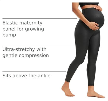 CRZ YOGA Maternity Leggings 25" - color: Black Foil Pattern, size: XX-Small