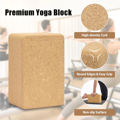 Hatha Yoga Cork Yoga Block, Natural Cork from Portuguese, Premium Brick, Eco-Friendly Yoga Accessories for Yoga, Pilates & Stretching - size: 9"x6"x4"