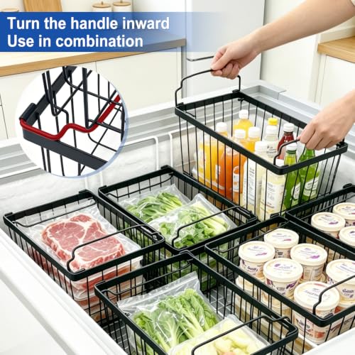 Freezer Organizer Bins fit 5 /9 cu. Ft Chest Freezer (Black-3Pack)
