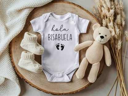 Hola Bisabuela Pregnancy Announcement Infant Bodysuit for Great Grandma - color: White