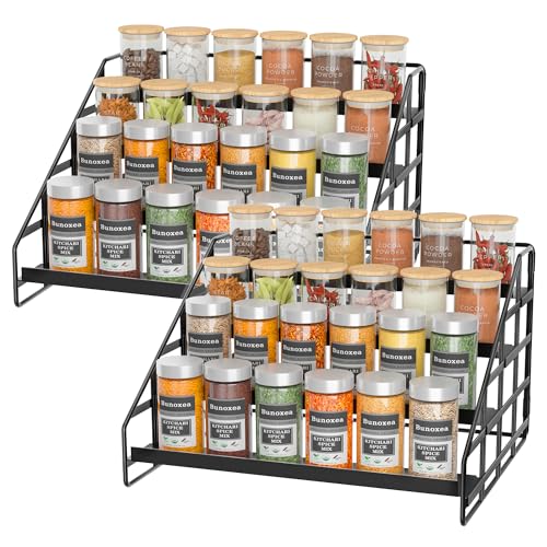 Bunoxea 4 Tier Adjustable Spice Rack for Cabinet & Countertop, Black 2Pack - size: 2 Pack