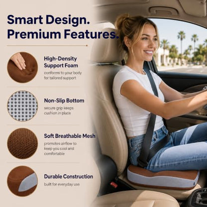 Memory Foam Ergonomic Seat Cushion for Office Chairs Pain Relief - color: Brown Mesh