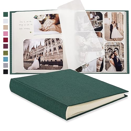 Pssoss Large Linen DIY Scrapbook Album with Writing Space, 100 Pages - color: Dark Green