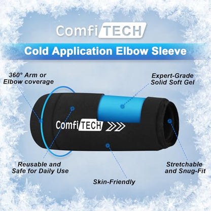 ComfiTECH Elbow Ice Pack Wrap for Arm, Knee & Calf, Flexible Ice Sleeve, M - size: M-Standard