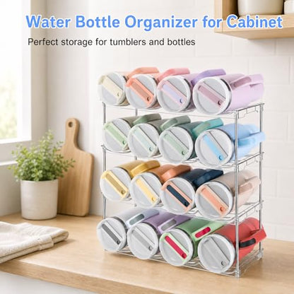 Stackable Water Bottle Organizer for Cabinet for Stanley 40 oz Tumbler - size: 3 Pack