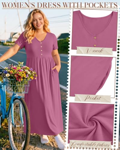 Plus Size Maxi Dress for Women - color: Fuchsia, size: XX-Large