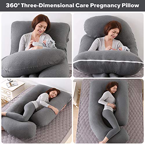 Elover U Shaped Pregnancy Pillow,Full Body Maternity Support - color: Jersey-dark Grey
