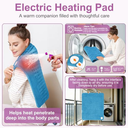 Heating Pad,Electric Heating Pads,Heating Pad for Back,Blue,24x20 Inch - color: Blue, size: 24x20 Inch