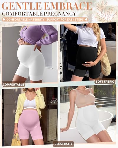 3 Pack Maternity Shapewear Shorts - color: White, Light Pink, Black, size: XX-Large