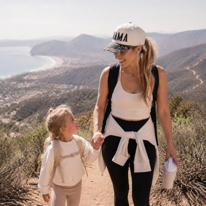 Women’s Mama Trucker Hat Trendy, Embroidered Adjustable Mom Baseball Cap, Two-Tone Ponytail Hat for Outfits - color: Camo