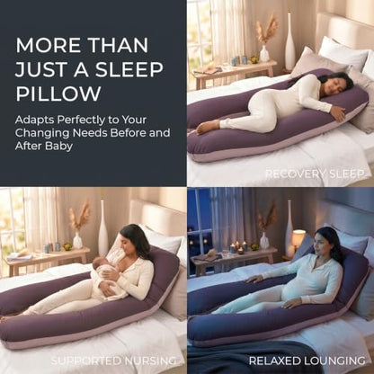 U Shaped Pregnancy Pillow Soft Reversible 55 in Chocolate Beige - color: Chocolate / Beige (Two-tone)
