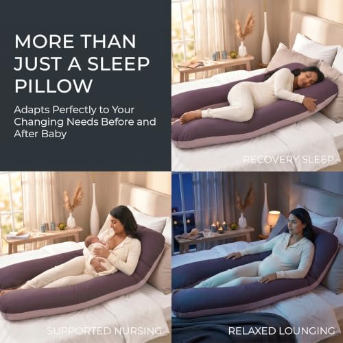 U Shaped Pregnancy Pillow Soft Reversible 55 in Chocolate Beige - color: Chocolate / Beige (Two-tone)
