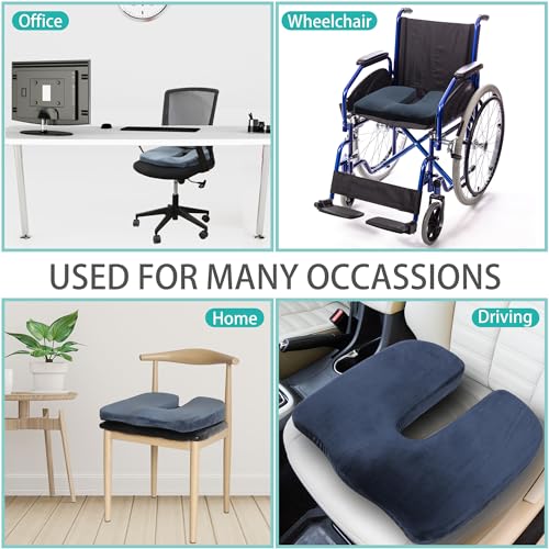 Tailbone Pain Relief Office Chair Cushion 10-Inch Extended U-Cutout