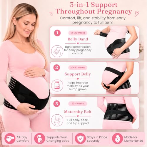 Vive Pregnancy Belly Support Band for Women - Maternity Belt - Cozy Brace - size: Small