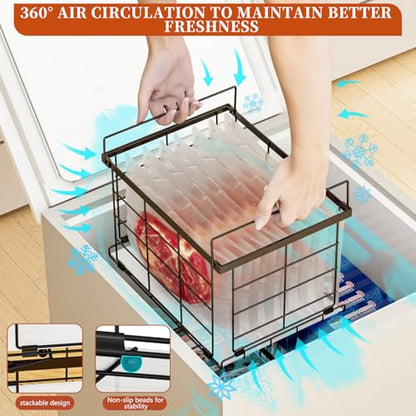 Freezer Organizer Bins for 3.5 Cu.Ft,Upgrade Quick Expand/Collapse,4PACK - color: Black 4 Pack