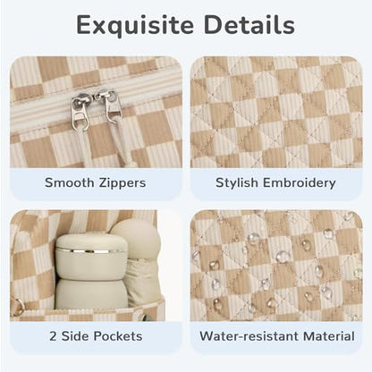 Tenot Diaper Bag Tote, Baby Bag with Pacifier Case, Khaki Checkered - color: Khaki Checkered