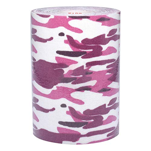 Kinesiology Tape Extra Wide 2 inch 4 inch x 16.4 feet Roll Waterproof Latex Free Athletic for Pain Relief, Muscle Support, Recovery - color: Camo Pink, size: 4 Inch x 16.4 Feet (1 Roll)