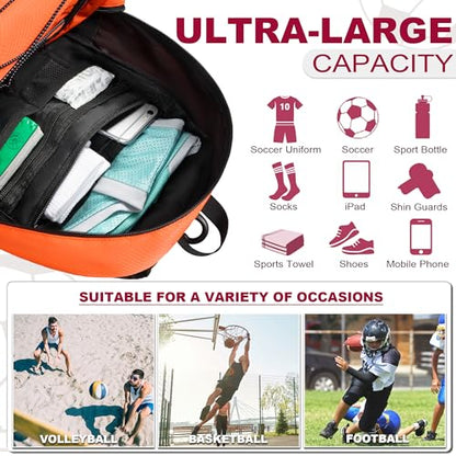 Himal Outdoors Soccer Backpack, Separate Cleat Compartment - color: Orange