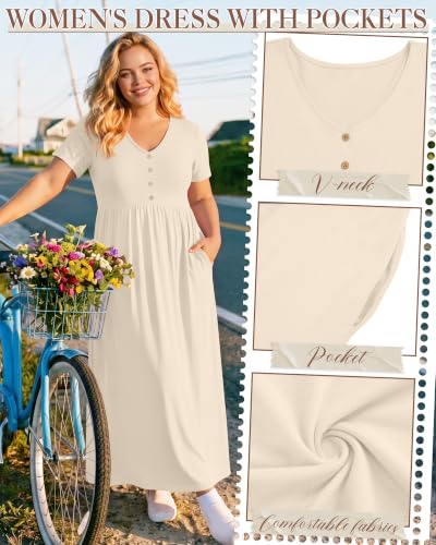 Plus Size Maxi Dress for Women - color: Cream, size: 4X-Large