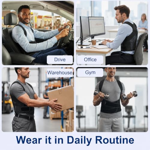 Back Posture Corrector Brace for Men, Full Back-Anchored Posture Brace - size: L/XL (Waist: 42” -51”)