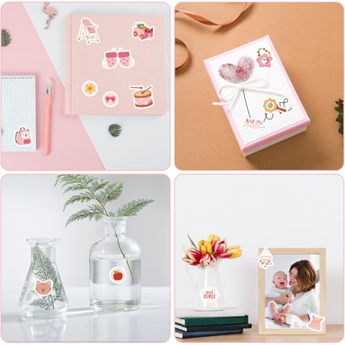 8 Sheets Baby Girl Scrapbook Stickers, Various Patterns
