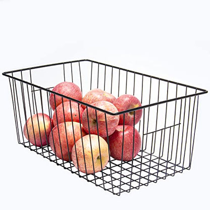 16inch Upright Freezer Organizer Baskets for 13-14,16-21 cu.ft Standup Freezer, Settle freezer chaos and reduce food waste effectively, Durable, Fully Use Space, Improve Air Circulate, Black, Pack 3 - color: 16*12*6, black