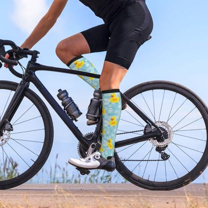 Crazy Fun Compression Socks, Unisex Knee High Support Socks - color: Yellow Duck