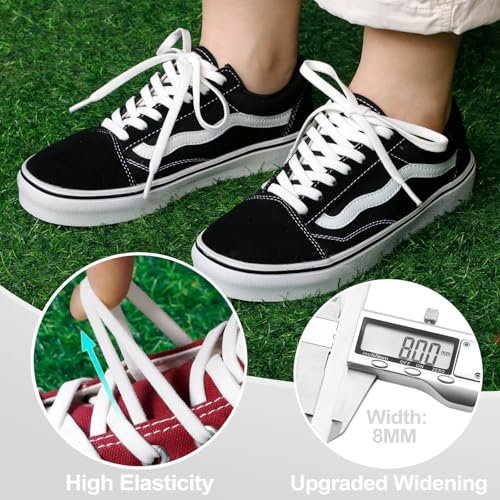 DELELE Flat Elastic Shoe Laces: Stretch Shoelaces for Sneakers 2 Pairs - color: 01 White, size: 59 Inch (150cm)