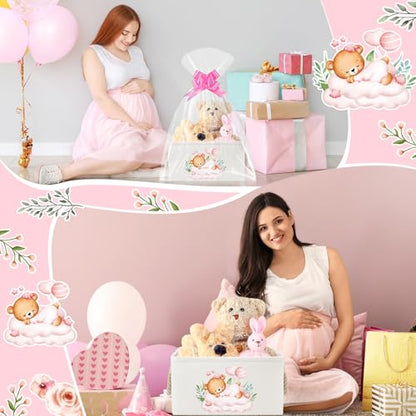 Pickmesh Baby Shower Storage Basket with Gift Bags, Pink Bear - style: Pink Bear