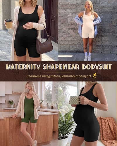 3 Pack Maternity Bodysuits - color: Army Green, Apricot, Black, size: Medium