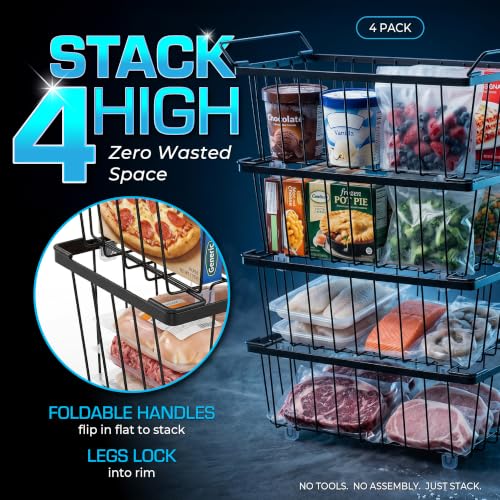 Freezer Organizer Bins 4-Pack, Fits Most 5–7 Cu. Ft. - Black - color: Black