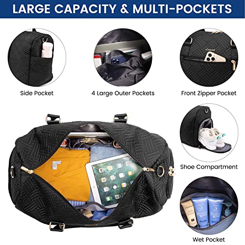 LOVEVOOK Travel Duffle Bag & Weekender with Toiletry & Shoe Compartment - color: Black-b, size: Large