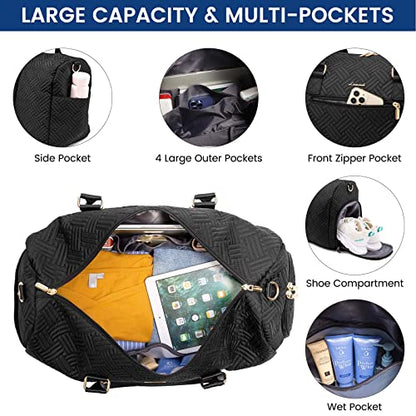 LOVEVOOK Travel Duffle Bag & Weekender with Toiletry & Shoe Compartment - color: Black-b, size: Large