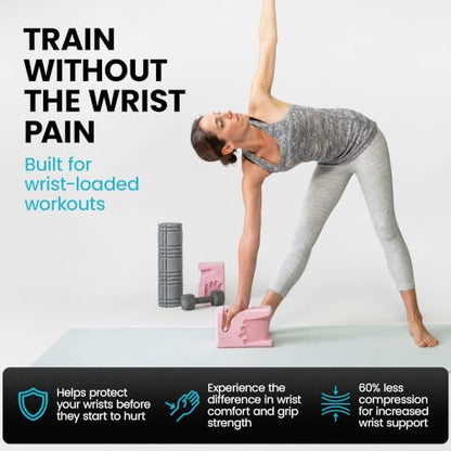 WRISTBuddy® Yoga Blocks 2 Pack, High Density Non-Slip, Hand-Shaped Design - color: Blush Pink