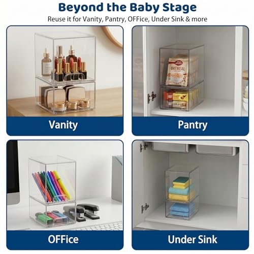 Baby Bottle Organizer Stackable, 2 Pack, 7.7'' & 4.2'' Tall - size: 1Tall+1Small