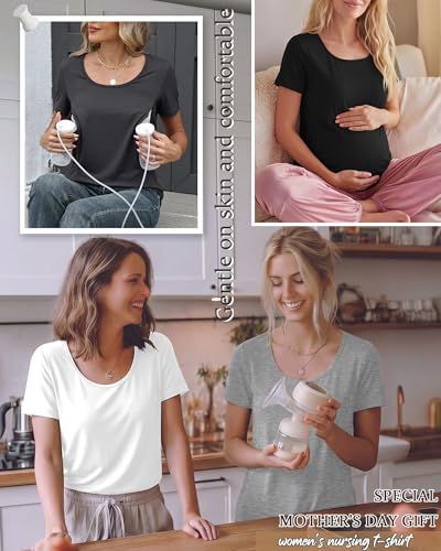 Oakgarden 4 Pack Women's Nursing Shirts - color: Black, Gray, Dark Gray, White, size: Large