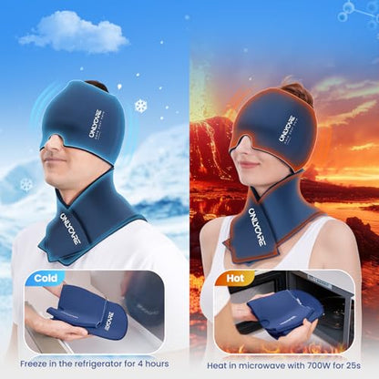 ONLYCARE Migraine Relief Cap & Neck Ice Pack Wrap Gel Set, Headache Relief - color: Blue