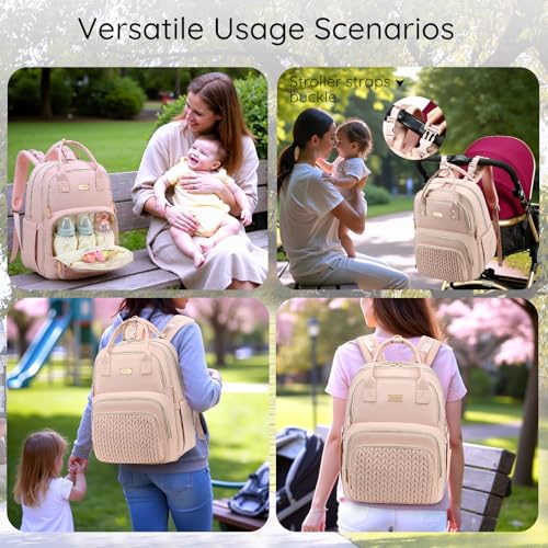AIJIEKE Diaper Bag Backpack, Large Multi-functional Diaper Backpack, Pink - color: Pink