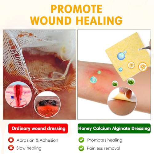 Manuka Honey Calcium Alginate Wound Dressing, 3"×3", 12 Individual Pack - size: 3×3 Inch